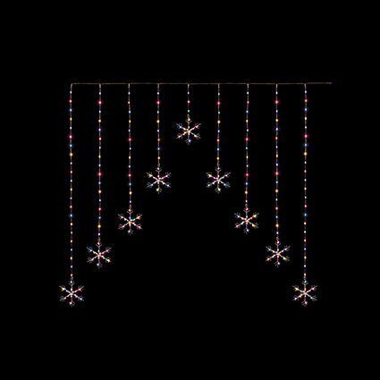 Premier Curtain Snowflake Lights 267 Rainbow LEDs