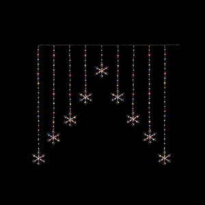 Premier Curtain Snowflake Lights 267 Rainbow LEDs