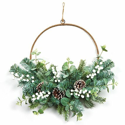 Premier Eucalyptus Wreath With Cones 50cm