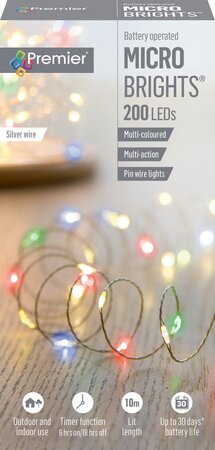 Premier Multi-Action Battery Operated MicroBrights 200 Lights - Multi-Coloured - image 2