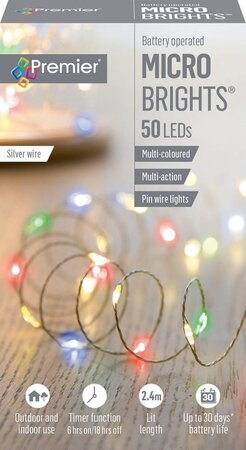 Premier Multi-Action Battery Operated MicroBrights 50 Lights - Multi-Coloured - image 1