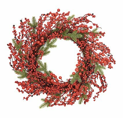 Premier Red Berry Rattan Wreath 50cm