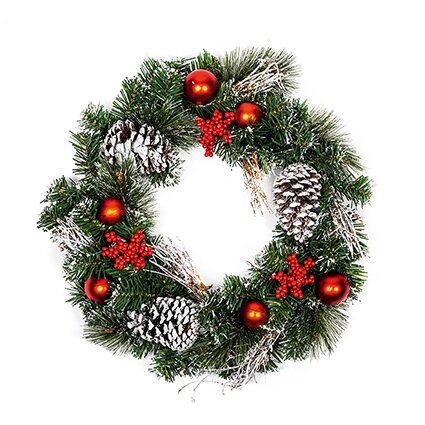 Premier Red Dressed Wreath 40cm