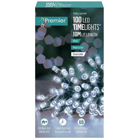 Premier Timelights Multi-Action Battery Lights - 100 Lights White