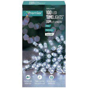 Premier Timelights Multi-Action Battery Lights - 100 Lights White