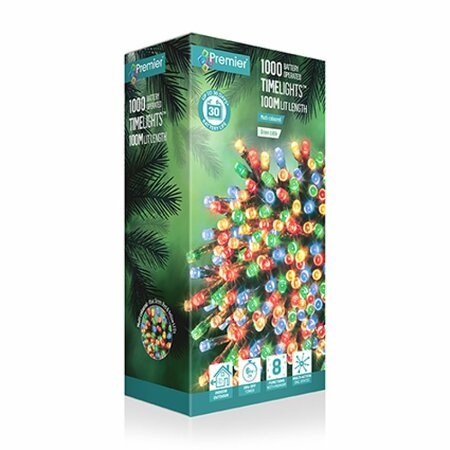 Premier Timelights Multi-Action Battery Lights - 1000 Lights Multi-Coloured