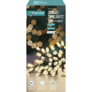 Premier Timelights Multi-Action Battery Lights - 200 Warm White