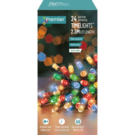 Premier Timelights Multi-Action Battery Lights - 24 Multi-Coloured - image 1