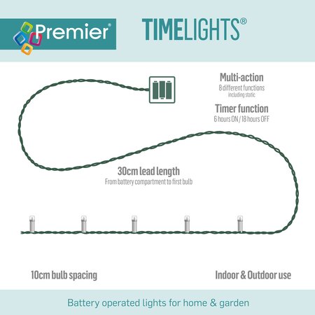 Premier Timelights Multi-Action Battery Lights - 24 Multi-Coloured - image 3