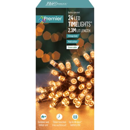 Premier Timelights Multi-Action Battery Lights - 24 Vintage Gold