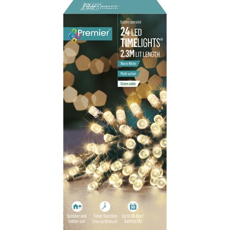 Premier Timelights Multi-Action Battery Lights - 24 Warm White