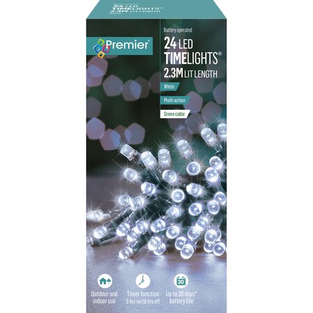 Premier Timelights Multi-Action Battery Lights - 24 White