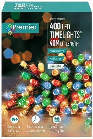 Premier Timelights Multi-Action Battery Lights - 400 Multi-Coloured