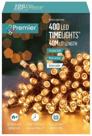 Premier Timelights Multi-Action Battery Lights - 400 Vintage Gold