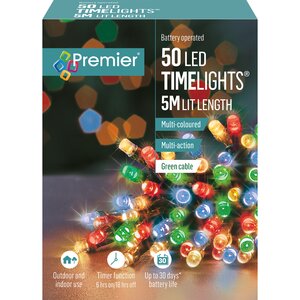 Premier Timelights Multi-Action Battery Lights - 50 Multi-Coloured