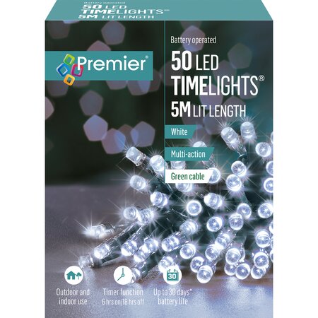 Premier Timelights Multi-Action Battery Lights - 50 White