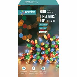 Premier Timelights Multi-Action Battery Lights - 600 Multi-Coloured