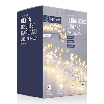 Premier UltraBright Garland 288 Warm White LED's