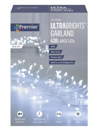 Premier UltraBright Garland 430 Silver LED's