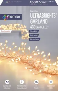 Premier UltraBright Garland 430 Warm White LED's with Rose Gold Cable