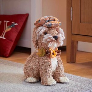 Puppy in Plaid Autumn Decoration