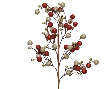 Red Berry & Gold Bauble 60cm Artificial Tree Stem - image 1