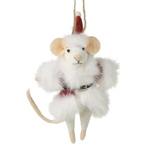 Red Felt Mrs Clause Mouse Decoration