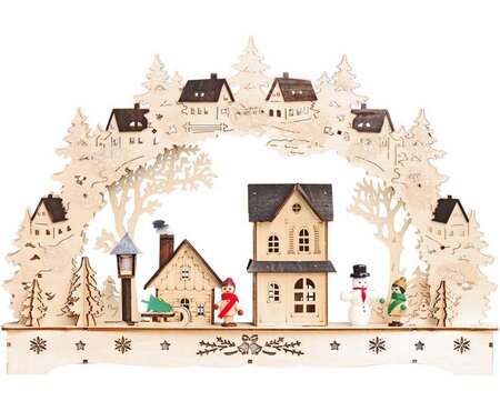 Schulte Wooden Light Arch 30cm with 14 LEDs - Children and Snowman - image 2