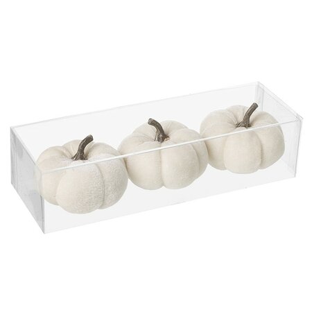 Set of 3 6cm White Velvet Pumpkins