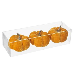 Set of 4  6cm Orange Velvet Pumpkins