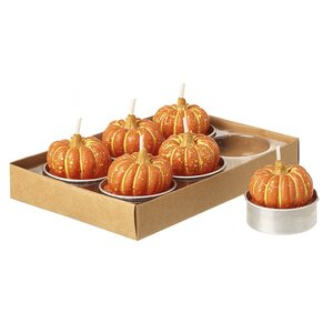 Set of 6 Wax Pumpkin T Lights