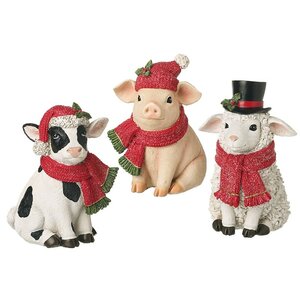 Sitting Christmas Farm Animal Mix