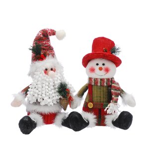Sitting Fabric Santa/Snowman Decoration 25cm
