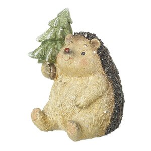 Sitting Hedgehog with Christmas Tree Ornament