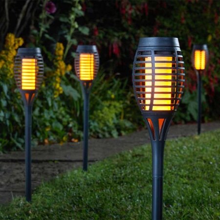 Smart Solar Party Flaming Torch Black 5 Pack