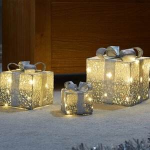 Smart Sparkly Faux GiftBoxes Set of 3 Silver