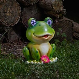 Solar Blinkin' Frog Garden Ornament - image 1