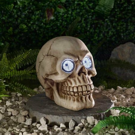 Solar Blinkin' Skull Halloween Garden Ornament