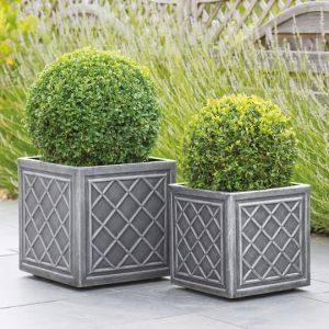 Square Lead Effect Planter 32Cm Pewter