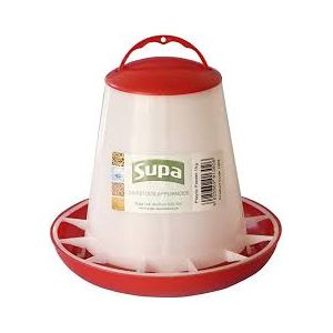 Supa Red And White Plastic Poultry Feeder 1Kg