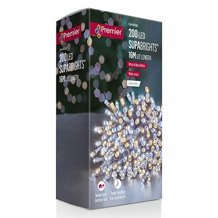 Supabrights Multi-Action 200 LED with Timer Warm White & White