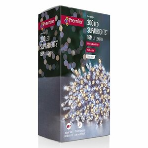 Supabrights Multi-Action 200 LED with Timer Warm White & White