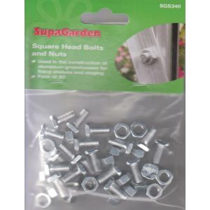 Supagarden Square Head Nuts & Bolts Pack Of 20