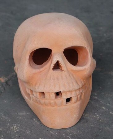 Terracotta Pot Yorick Decorated Skull