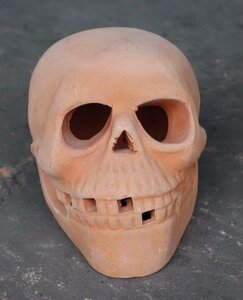 Terracotta Pot Yorick Decorated Skull