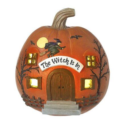 The Witch is in Pumpkin House Light Up Decoration