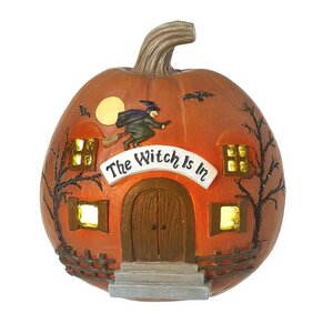 The Witch is in Pumpkin House Light Up Decoration