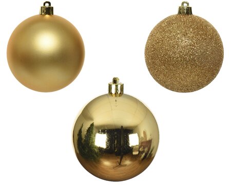Tube of 10 Assorted 6cm Gold Baulbles - image 2