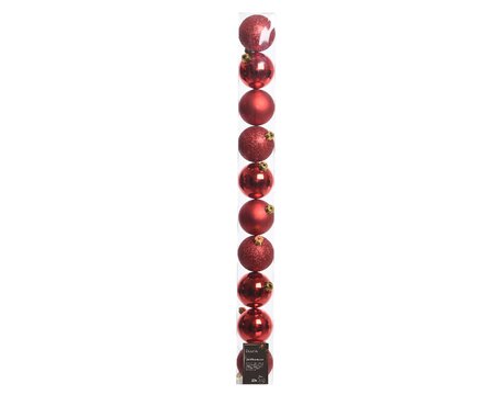 Tube of 10 Assorted 6cm Red Baulbles - image 1