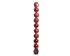 Tube of 10 Assorted 6cm Red Baulbles - image 1